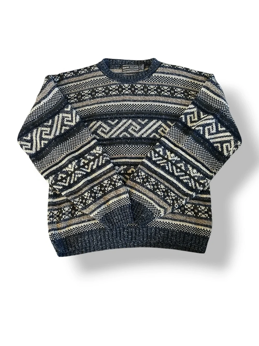 [David Taylor] VTG Blue Patterned Sweater